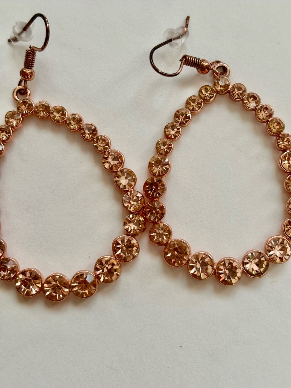 Rose Gold Crystal Teardrop Earrings - Women Jewelry - Picture 4 of 4